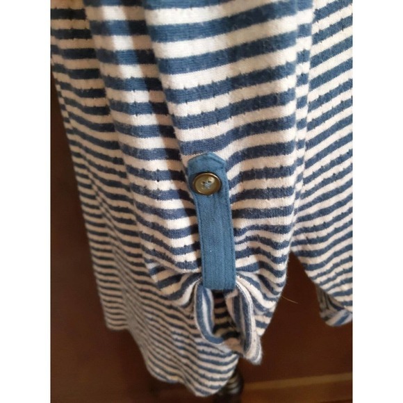 Anthropologie Akemi + Kin Sylvie Pointelle Stripe Blue White Tunic Womens Medium - Picture 2 of 7